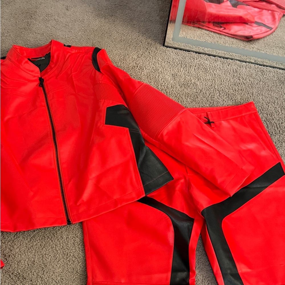 Fashion Nova Red and Black Men's Jeans